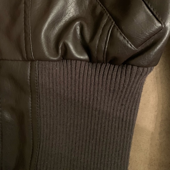 Size M chocolate brown faux leather moto jacket. - Picture 5 of 9